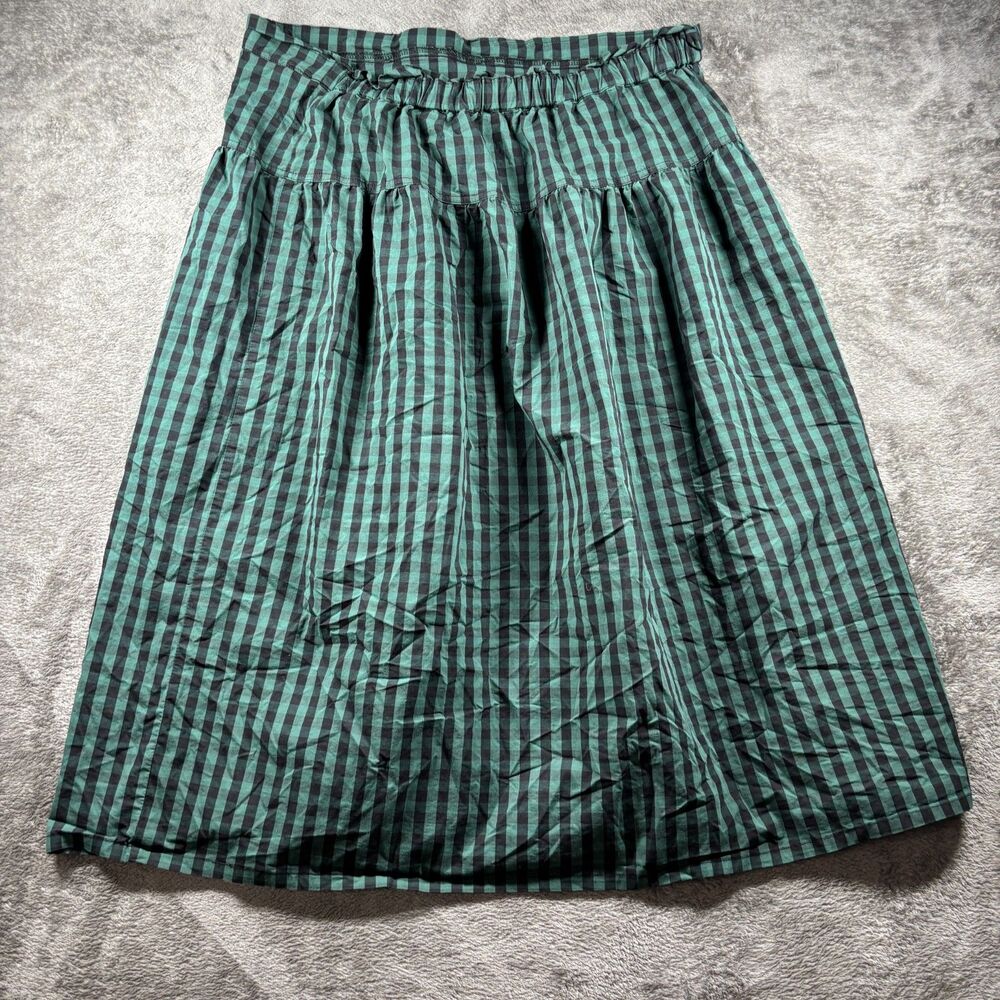 Draper James RSVP Women Midi Skirt Paperbag Buffalo Plaid Green Black XL M282 - Picture 4 of 8